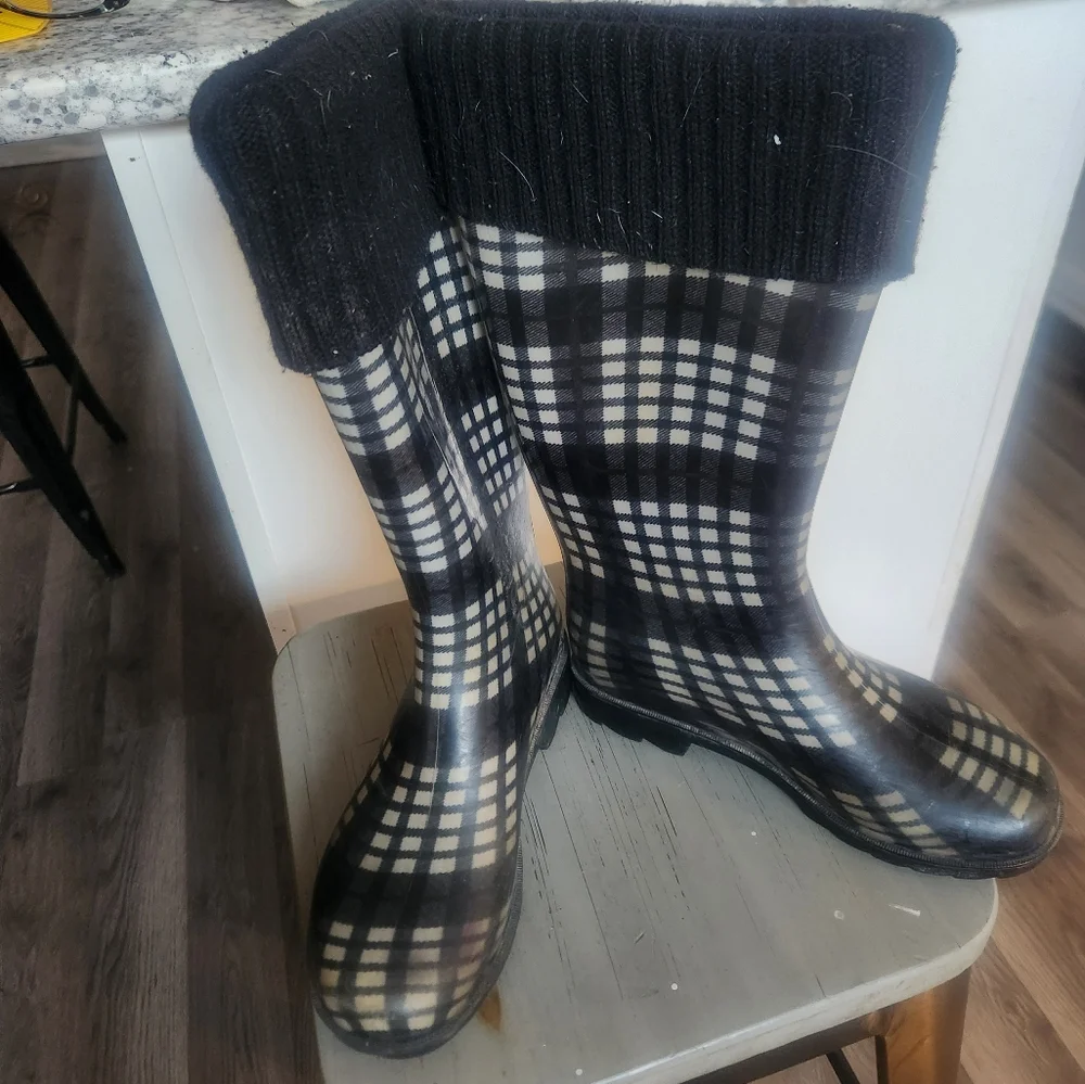 Pittsburg Steelers Womens Plaid Rain Boots